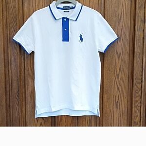 Polo by Ralph Lauren White and Blue Classic Polo Shirt